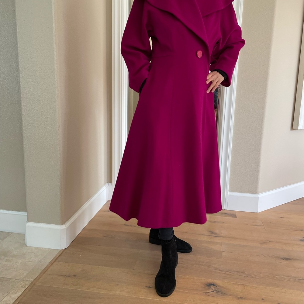 Pink A-Line Long Sleeve Dress with Notched Collar
